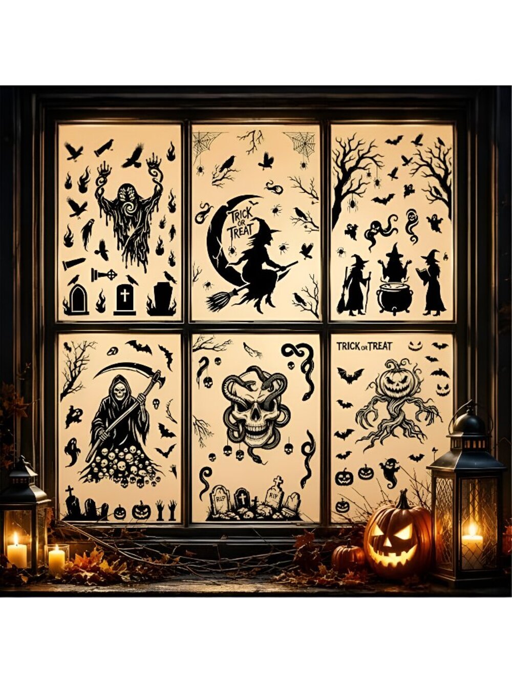 Halloween Window Clings, DIY Gothic Window Decorations for Home
